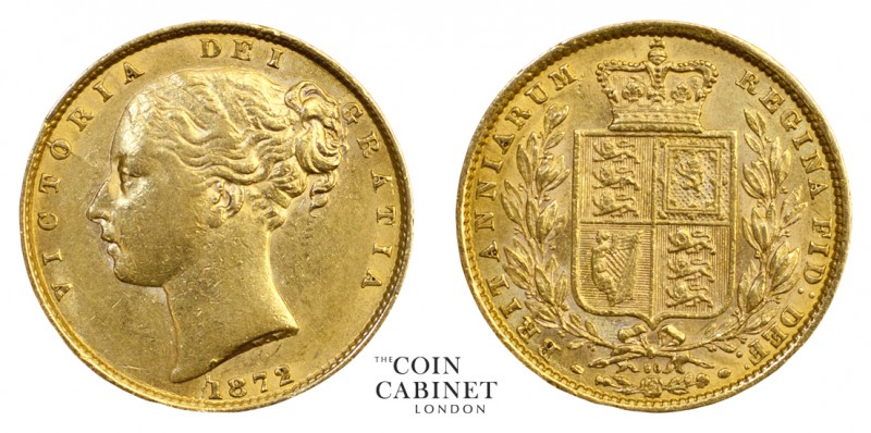 BRITISH GOLD SOVEREIGNS. Victoria, 1837-1901. Gold Sovereign, 1872, London. Shie...