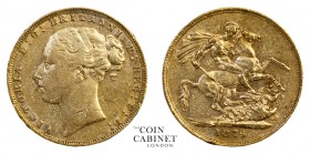 BRITISH GOLD SOVEREIGNS. Victoria, 1837-1901. Gold Sovereign, 1876, London. St George. 7.96 g. 22.05 mm. Mintage: 3,318,866. S.3856A; Marsh 88. St. Ge...