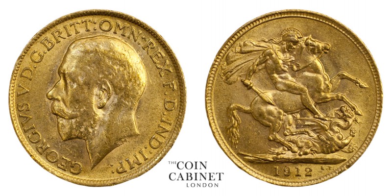 BRITISH GOLD SOVEREIGNS. George V, 1910-36. Gold Sovereign, 1912, London. 8.01 g...