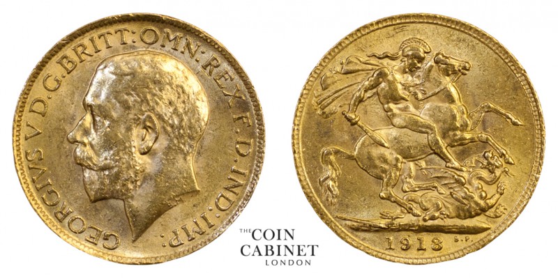 BRITISH GOLD SOVEREIGNS. George V, 1910-36. Gold Sovereign, 1913, London. 7.99 g...