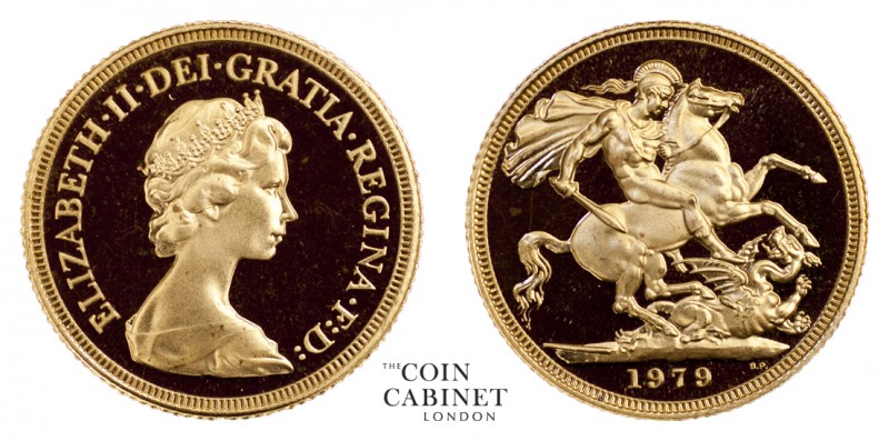 BRITISH GOLD SOVEREIGNS. Elizabeth II, 1952-. Gold Sovereign, 1979, London. Proo...