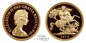 BRITISH GOLD SOVEREIGNS. Elizabeth II, 1952-. Gold Sovereign, 1979, London. Proof. 7.99 g. 22.05 mm. Mintage: 50,000. S.4204. Second, Arnold Machin ob...