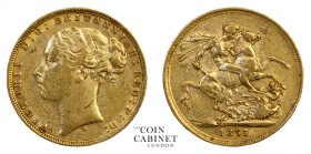 AUSTRALIAN GOLD SOVEREIGNS. Victoria, 1837-1901. Gold Sovereign, 1875-M, Melbourne. St George. 7.94 g. 22.05 mm. Mintage: 1,888,405. S.3858A, Marsh 11...