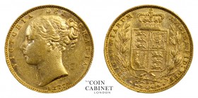 AUSTRALIAN GOLD SOVEREIGNS. Victoria, 1837-1901. Gold Sovereign, 1877-S, Sydney. Shield. 7.99 g. 22.05 mm. Mintage: 1,590,000. Marsh 73, S.3855. Good ...