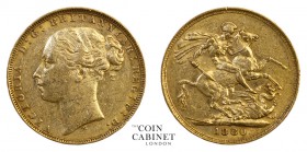 AUSTRALIAN GOLD SOVEREIGNS. Victoria, 1837-1901. Gold Sovereign, 1880-M, Melbourne. St George. 7.98 g. 22.05 mm. Mintage: 3,053,454. Marsh 102; S.3857...