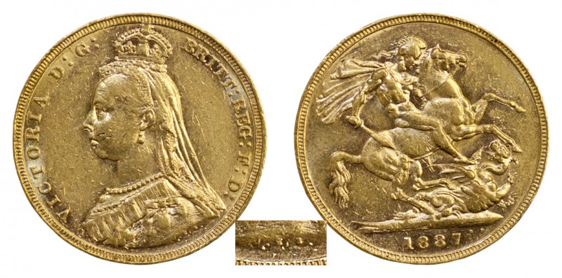 AUSTRALIAN GOLD SOVEREIGNS. Victoria, 1837-1901. Gold Sovereign, 1887-M, Melbour...