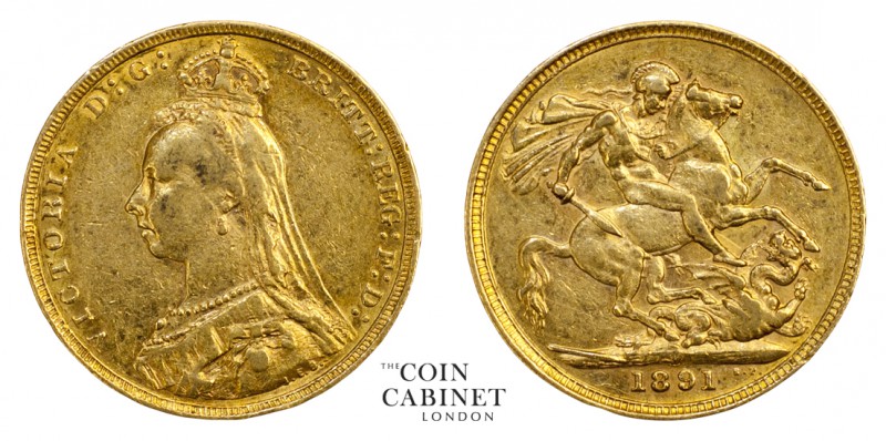 AUSTRALIAN GOLD SOVEREIGNS. Victoria, 1837-1901. Gold Sovereign, 1891-M, Melbour...
