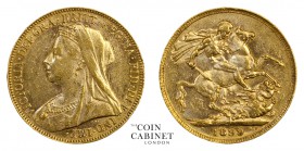 AUSTRALIAN GOLD SOVEREIGNS. Victoria, 1837-1901. Gold Sovereign, 1899-P, Perth. Old head. 7.99 g. 22.05 mm. Mintage: 690,992. Marsh 171, S.3876. Old v...