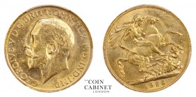 AUSTRALIAN GOLD SOVEREIGNS. George V, 1910-1936. Gold Sovereign, 1926-P, Perth. PCGS MS63. 7.99 g. 22.05 mm. Marsh 265, S.4001. The key date in the Pe...