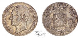 WORLD COINS. BELGIUM. Leopold, 1831-1865. 20 Centimes, 1852 1.00 g. 15 mm. Mintage: 301,000. KM# 19. Without periods, scarce type. Somewhat weak aroun...