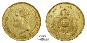 WORLD COINS. BRAZIL. Pedro II, 1831-89. Gold 20,000 Reis, 1852 17.93 g. Mintage: 186,000. KM# 463. Very fine.