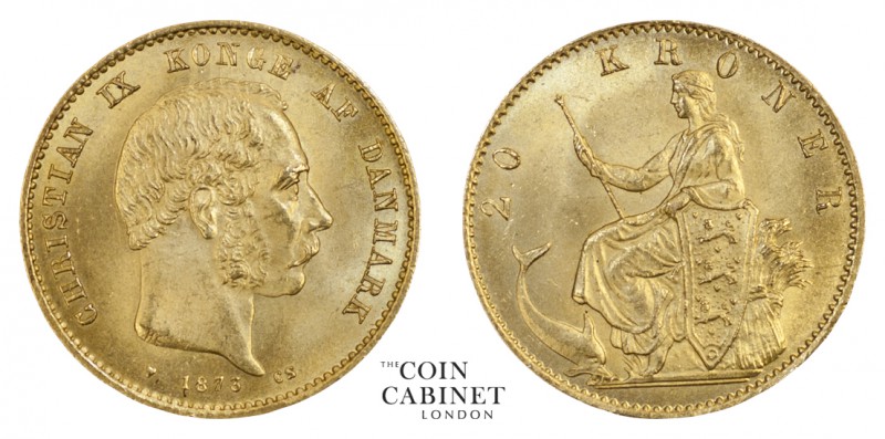 WORLD COINS. DENMARK. Christian IX, 1863-1906. Gold 20 Kroner, 1873, Copenhagen....