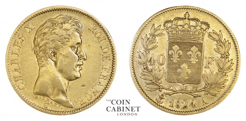 WORLD COINS. FRANCE. Charles X, 1824-30. Gold 40 Francs, 1824-A, Paris. 12.90 g....