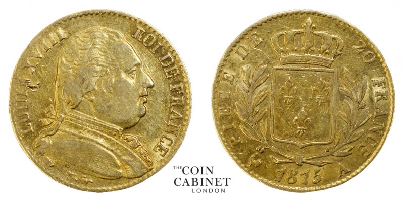 WORLD COINS. FRANCE. Napoleon I, 1804-14, 15. Gold 20 Francs, 1815-A, Paris. 6.4...