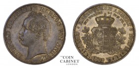 WORLD COINS. GERMAN STATES: ANHALT-DESSAU. Leopold Friedrich, 1817-71. Taler, 1863-A, Berlin. 18.52 g. Mintage: 20,300. Jaeger 77. Uncirculated and he...