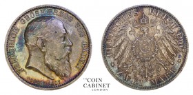 WORLD COINS. GERMAN STATES: BADEN. Friedrich I, 1856-1907. 2 Mark, 1907-G, Karlsruhe. 11.11 g. 28 mm. Mintage: 350,000. Jaeger 36. Struck to commemora...
