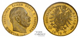 WORLD COINS. GERMAN STATES: PRUSSIA. Wilhelm I, 1861-88. Gold 10 Mark, 1872-A, Berlin. NGC MS66. 3.98 g. 19 mm. Mintage: 3,123,322. Jaeger 242. Housed...