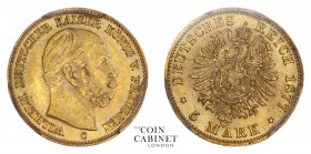 WORLD COINS. GERMAN STATES: PRUSSIA. Wilhelm I, 1861-88. Gold 5 Mark, 1877-C, Frankfurt am Main. PCGSﾠMS63. 1.99 g. 16 mm. Mintage: 688,400. Jaeger 24...