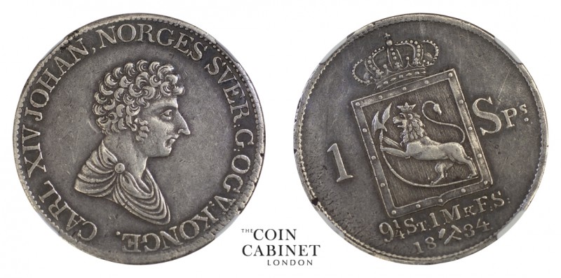 WORLD COINS. NORWAY. Carl XIV Johan, 1818-44. Speciedaler, 1834, Kongsberg. NGC ...