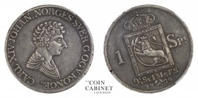 WORLD COINS. NORWAY. Carl XIV Johan, 1818-44. Speciedaler, 1834, Kongsberg. NGC XF45. 28.90 g. 39 mm. Sieg 17, NM 12. Mintage figure of 106,100 includ...