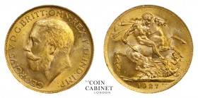 WORLD COINS. SOUTH AFRICA. George V, 1910-36. Gold Sovereign, 1927-SA, Pretoria. 7.99 g. 22.05 mm. Mintage: 16,379,704. Marsh 291, S.4004. Uncirculate...