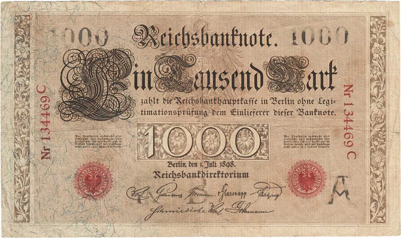 Deutsches Reich bis 1945
Reichsbanknoten und Reichskassenscheine 1874-1914 1000...