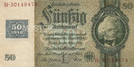 Deutsche Demokratische Republik
Kuponausgaben zur Währungsreform 1948 50 Reichsmark 1948. Mit Perforation "MUSTER" Ro. 337 M III-