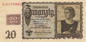 Deutsche Demokratische Republik
Kuponausgaben zur Währungsreform 1948 20 Reichsmark 1948. Mit Perforation "MUSTER", Serie L! Ro. 336 M Sehr selten. I...