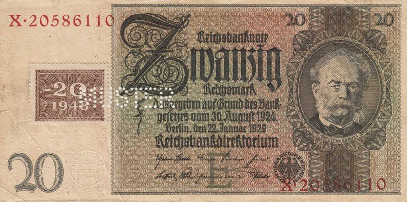 Deutsche Demokratische Republik
Kuponausgaben zur Währungsreform 1948 20 Reichs...