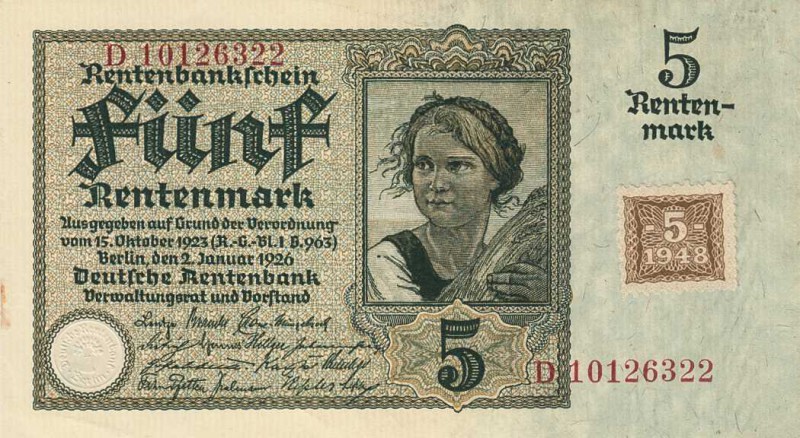 Deutsche Demokratische Republik
Kuponausgaben zur Währungsreform 1948 5 Rentenm...