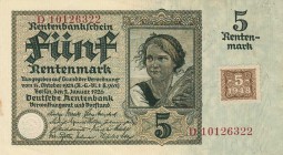 Deutsche Demokratische Republik
Kuponausgaben zur Währungsreform 1948 5 Rentenmark 1948. Ro. 332 b I-