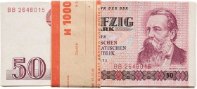 Deutsche Demokratische Republik
Ausgaben der Deutschen Notenbank und Staatsbank 1948-1990 50 Mark 1971. Je 20 Scheine verschiedener KN in einer Bande...