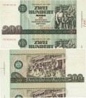 Deutsche Demokratische Republik
Ausgaben der Deutschen Notenbank und Staatsbank 1948-1990 200 Mark 1985. Verschnitt aus Bogen - 2 verschiedene KN - Y...