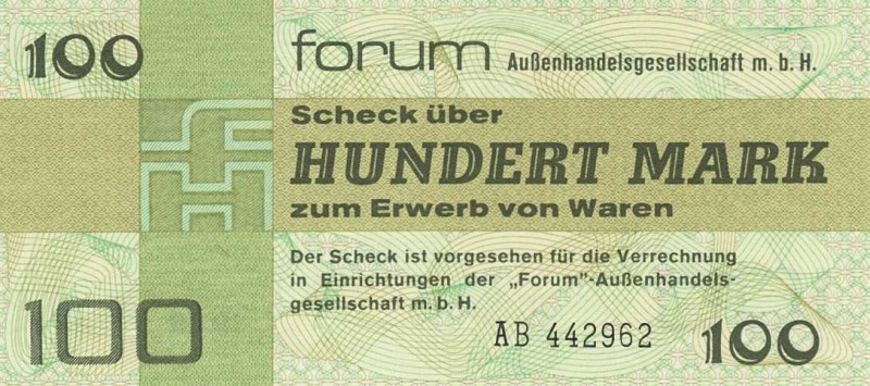Deutsche Demokratische Republik
Forum-Außenhandelsgesellschaft 0,50, 1, 5, 10, ...