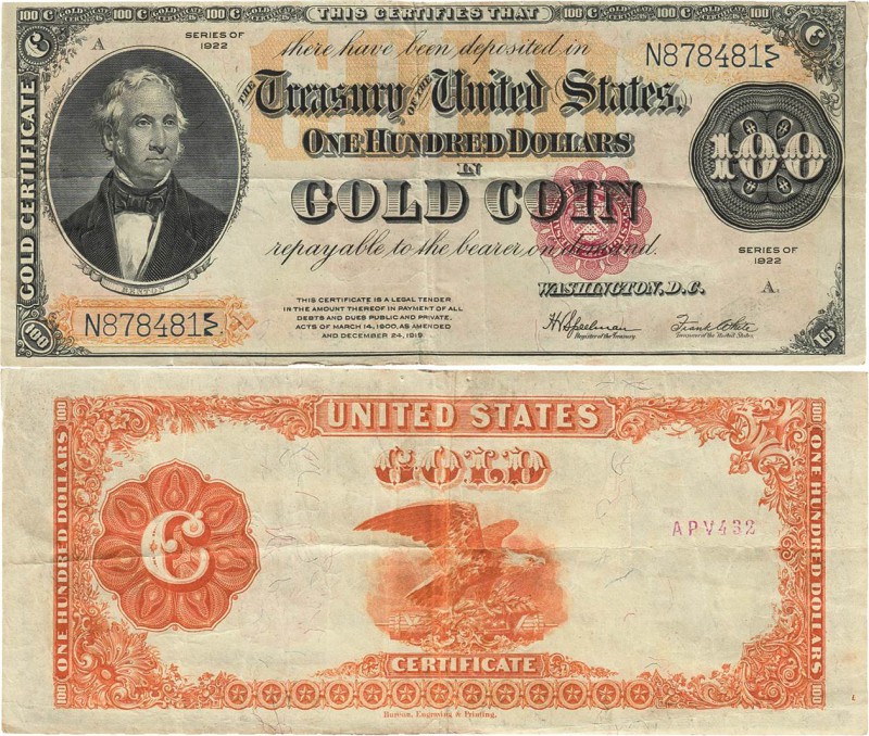 Ausland
Vereinigte Staaten von Amerika 100 Dollars 1922. Gold Coin. Mit Porträt...