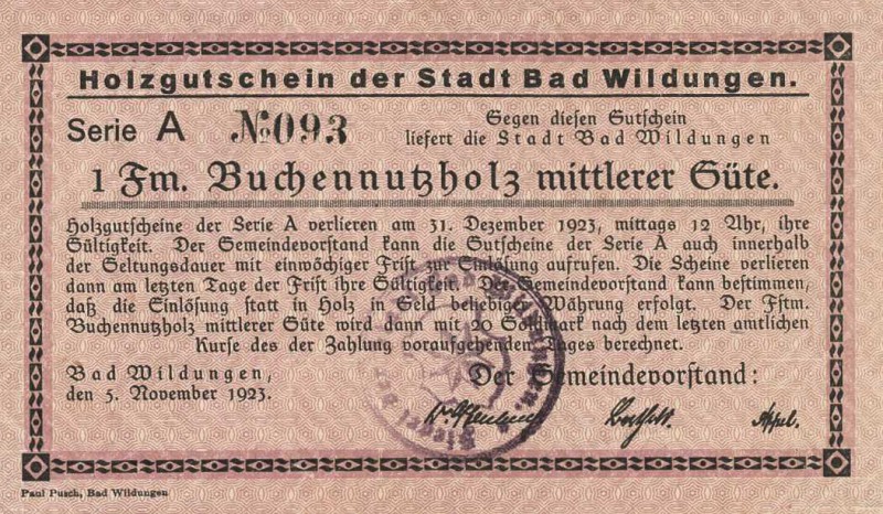 Städte und Gemeinden nach 1914
Bad Wildungen (Hes.) 1/20, 1/10, 1/4, 1/2 und 1 ...