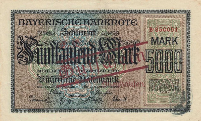 Städte und Gemeinden nach 1914
Burghausen (Bay) 10, 50, 100 und 500 Goldpfennig...