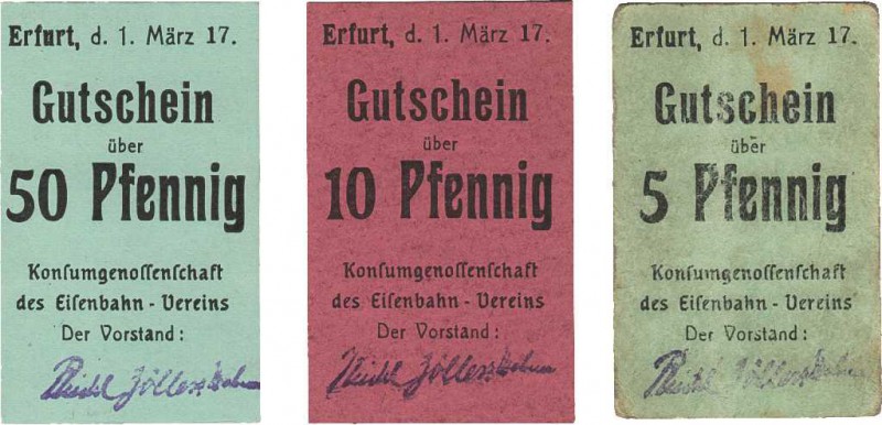 Städte und Gemeinden nach 1914
Erfurt (Thür) Dabei u.a.: 100, 500 und 1000 (2x ...