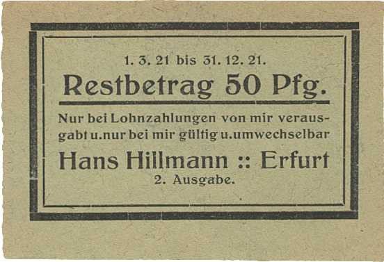 Städte und Gemeinden nach 1914
Erfurt (Thür) 2, 5 und 10 Pfennig 1.5.1918. 1 (2...