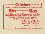 Städte und Gemeinden nach 1914
Heidelberg (BW) 1, 2, 5 und 10 cbm Gas 30.12.1923 - Städt. Gas,- Wasser- und Elektr.-Werke Mü. 2460 4 Stück. I