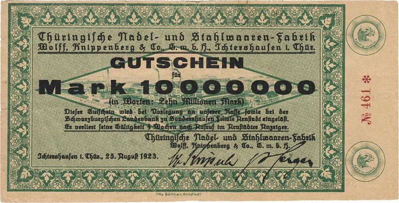 Städte und Gemeinden nach 1914
Ichtershausen (Thür.) 100.000, 1, 2, 5 und 10 Mi...