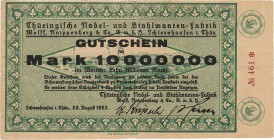 Städte und Gemeinden nach 1914
Ichtershausen (Thür.) 100.000, 1, 2, 5 und 10 Millionen Mark 25.8.1923. Thüringische Nadel- und Stahlwaren-Fabrik Wolf...