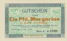 Städte und Gemeinden nach 1914
Köln (NRW) 1 Pfd. Margarine 1.11.1923. Interessenverband der Importeure ausländischer Fleisch- und Fettwaren, Köln-Sch...