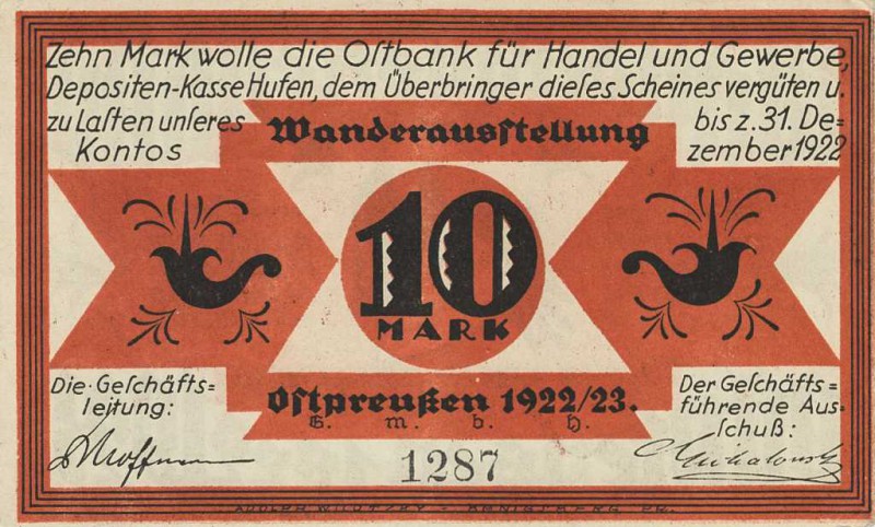 Städte und Gemeinden nach 1914
Königsberg (OPr/Russland) 10 Mark o.D.-31.12.192...