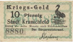Städte und Gemeinden nach 1914
Kranichfeld (Thür.) 10 Pfennig o.D. (1918). 2x - leichte Farbvariante und 50 Pfennig o.D. (1918) (3x versch.) Stadt Ti...