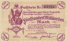 Städte und Gemeinden nach 1914
Leverkusen (NRW) 100 Mark 15.9.1922. 100.000 (2x), 500.000, 1 (4x versch.), 5, 20 und 1 Milliarde Überdruck 1.8.1923. ...