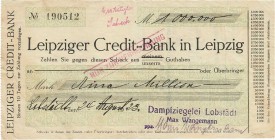 Städte und Gemeinden nach 1914
Löbstädt (Sa.) 1 Million Mark 24.8.1923. Dampfziegelei Max Wangemann Ke. - Selten. III