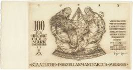 Städte und Gemeinden nach 1914
Meißen (Sa.) 100 Goldmark 1.10.1923. Staatliche Porzellanmanufaktur. Mü. 3265.7 a I