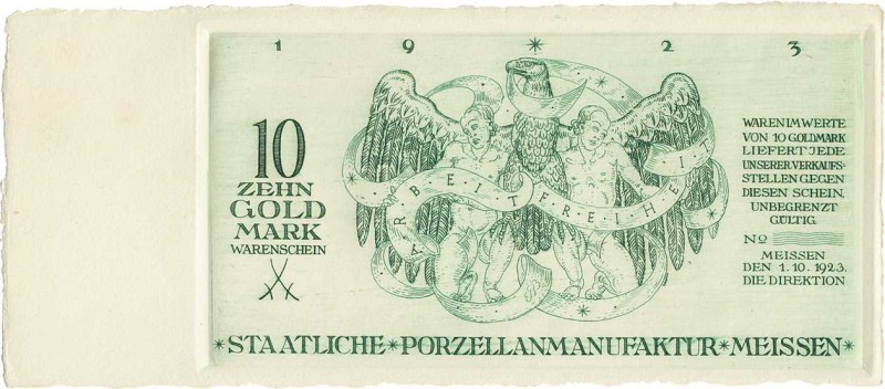 Städte und Gemeinden nach 1914
Meißen (Sa.) 10 Goldmark 1.10.1923. Staatliche P...