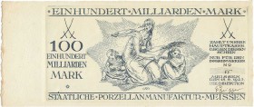 Städte und Gemeinden nach 1914
Meißen (Sa.) 100 Milliarden Mark 15.8.1923. Staatliche Porzellanmanufaktur Ke. 3510 f I